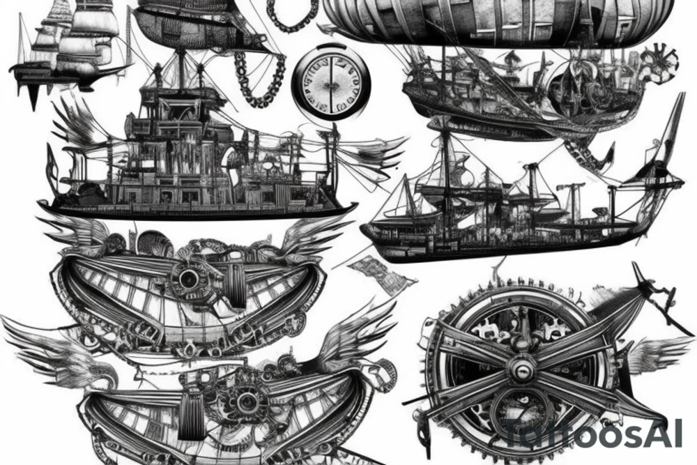 Steampunk airship tattoo idea