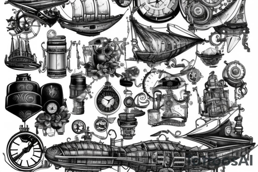 Steampunk airship tattoo idea