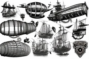 Steampunk airship tattoo idea