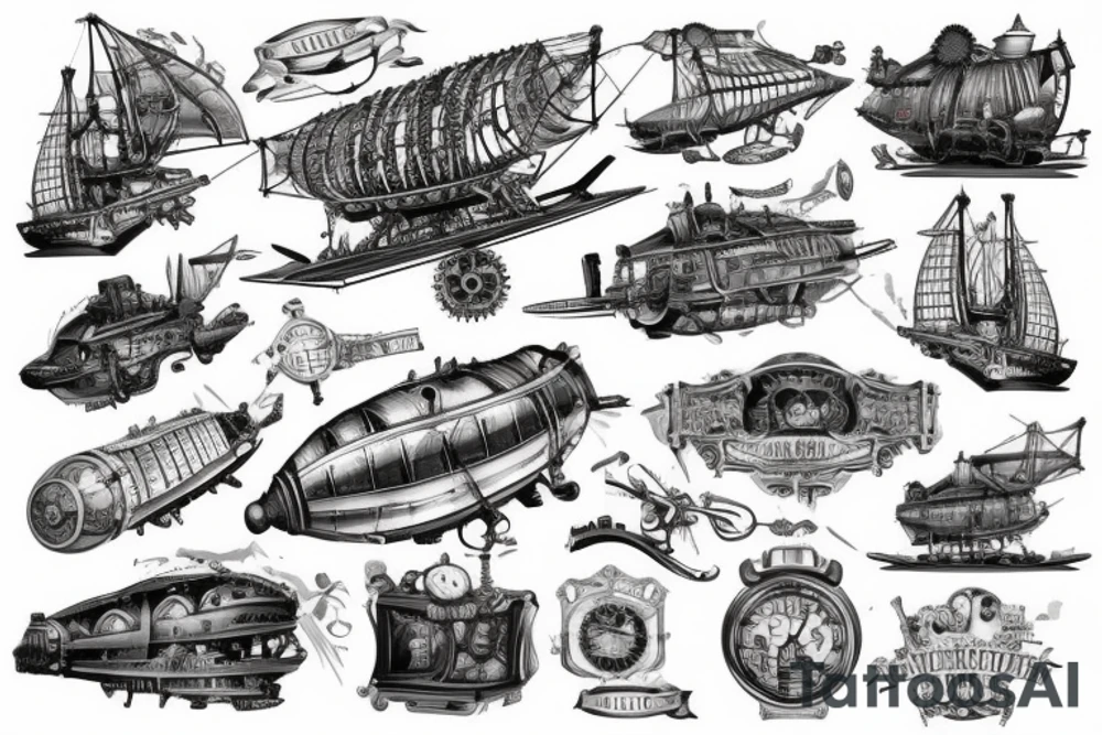 Steampunk airship tattoo idea