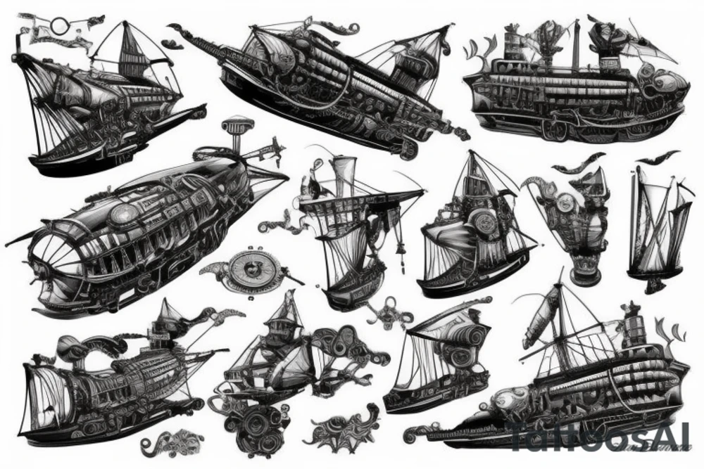 Steampunk airship tattoo idea