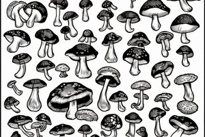 Mushrooms and girl tattoo idea