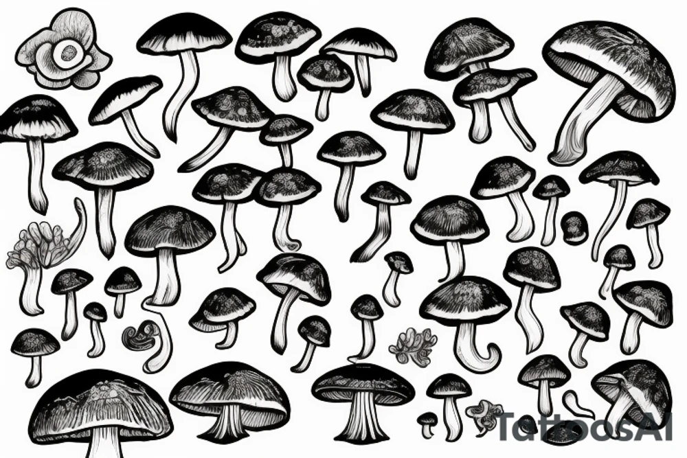 Mushrooms tattoo idea