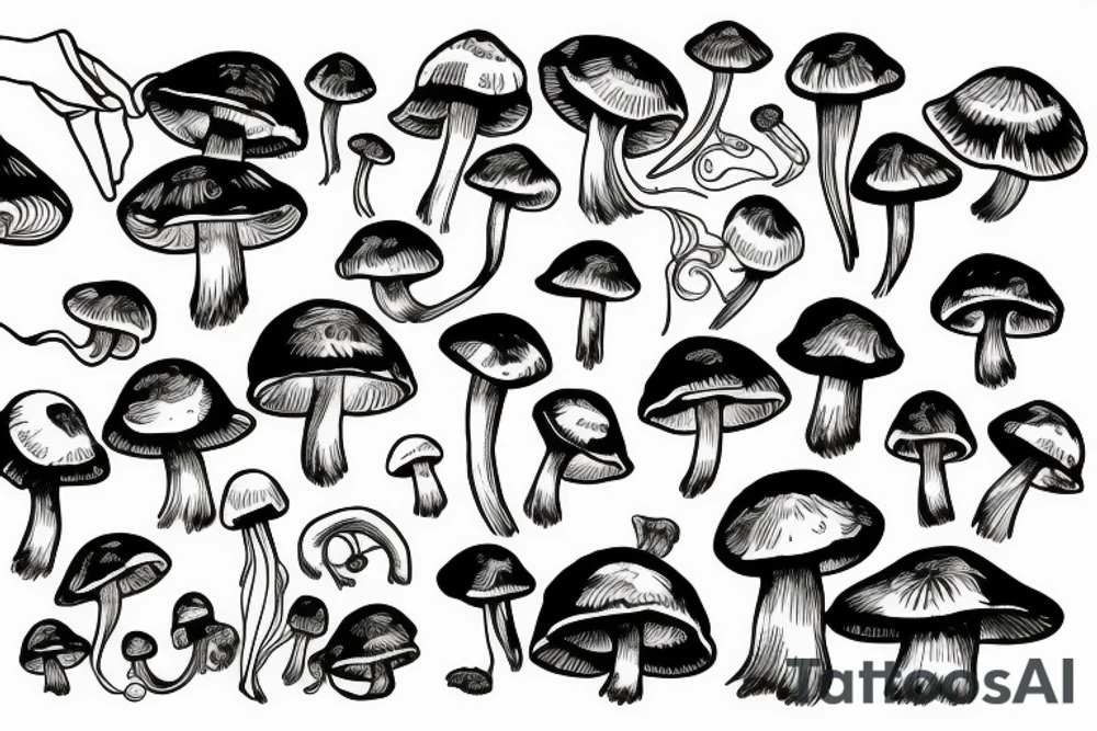 Mushrooms tattoo idea