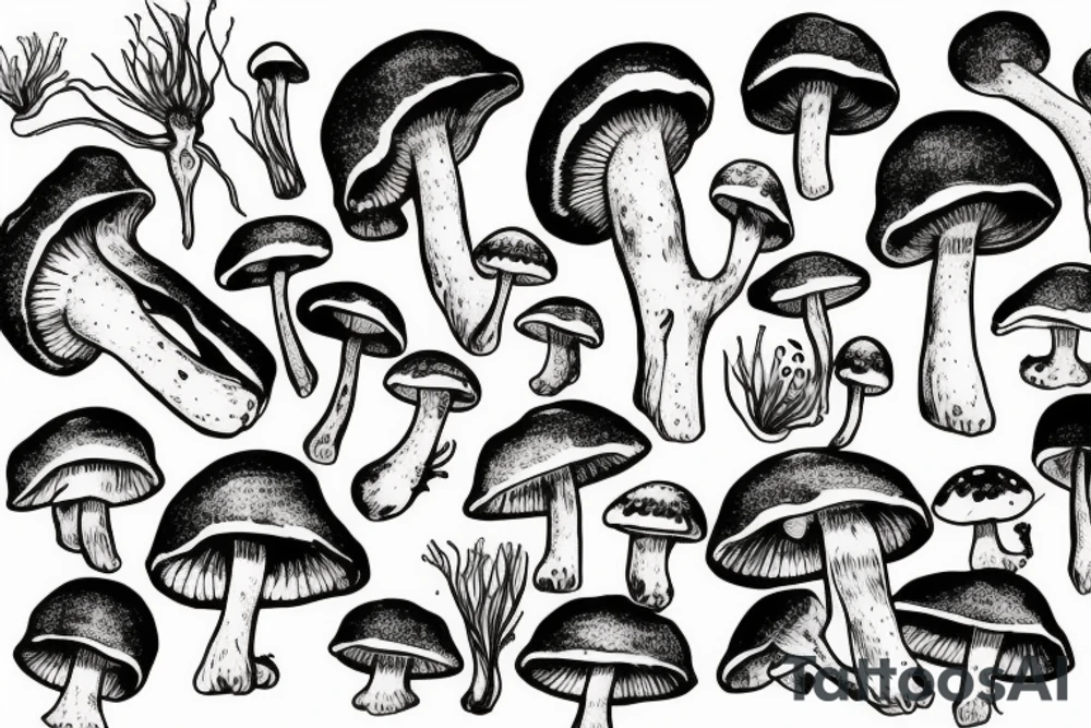Mushrooms tattoo idea