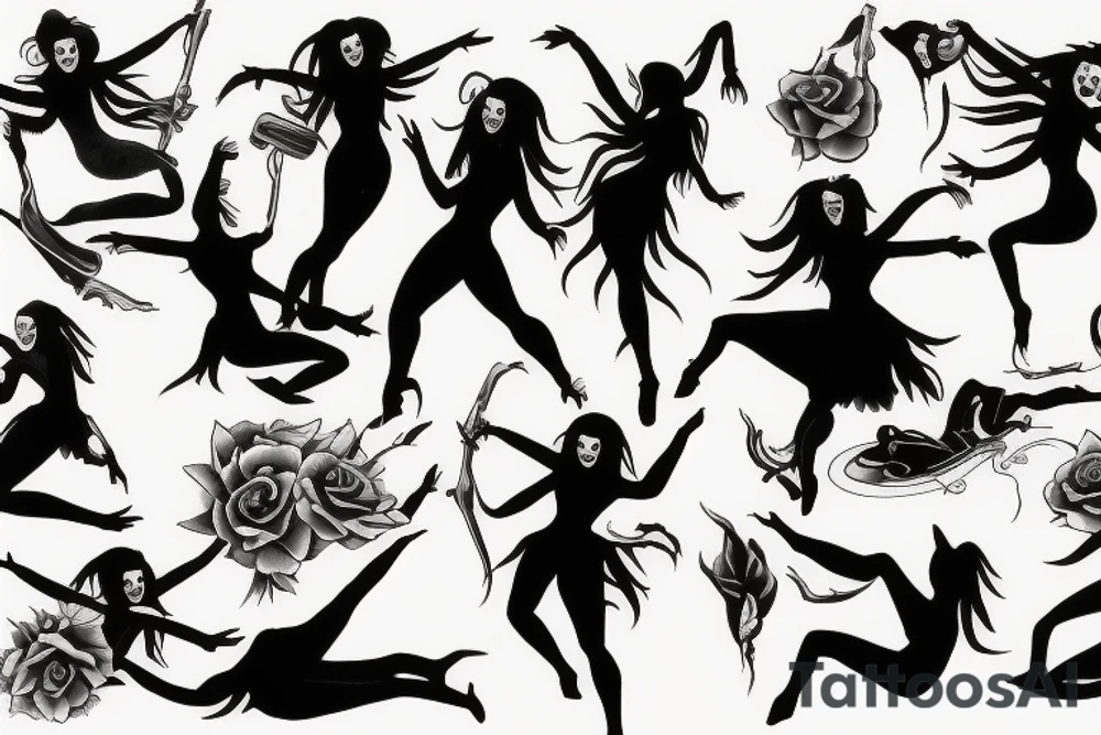 Death dancing with woman tattoo idea