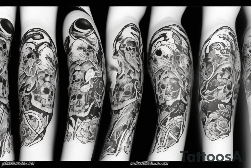 Death dancing with woman tattoo idea