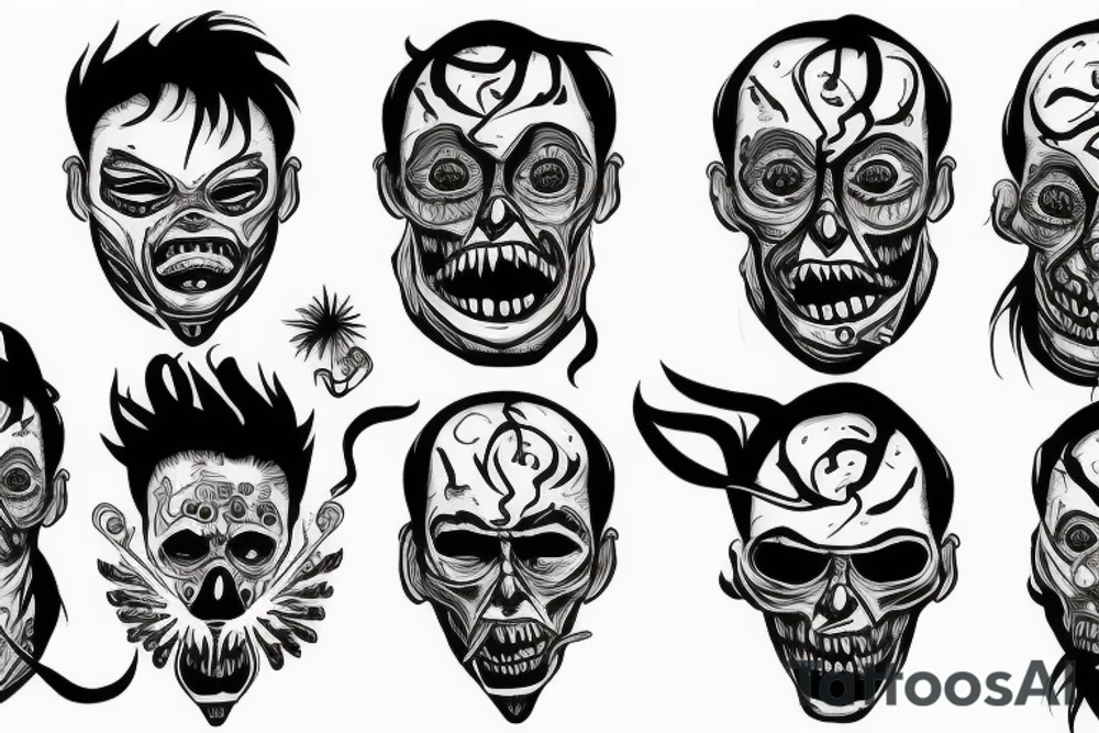 Man  with twisted face tattoo idea