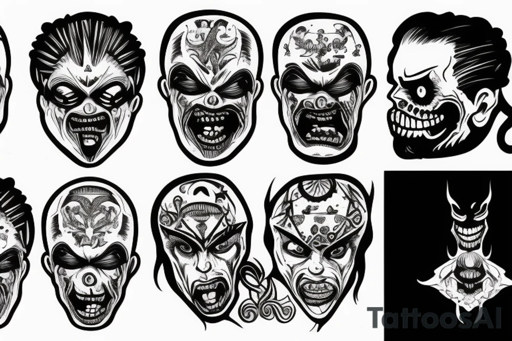 Man  with twisted face tattoo idea