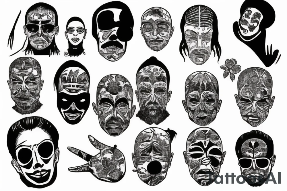 Man man many hands covering face tattoo idea