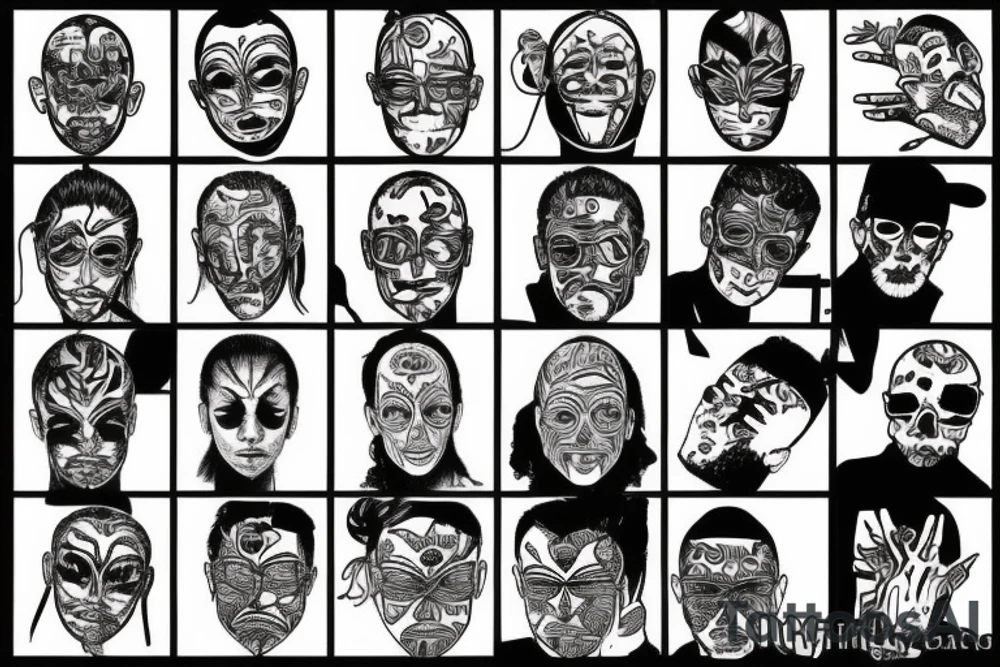 Man man many hands covering face tattoo idea