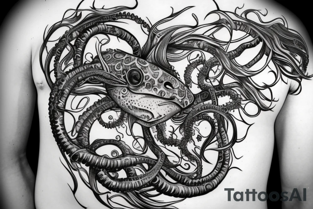 Ocean Water Oktopus Tuna Medusa Dolfin tattoo idea