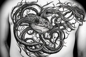 Ocean Water Oktopus Tuna Medusa Dolfin tattoo idea