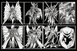 White Knight Cecil fighting Dark Knight Cecil in the mirror from Final Fantasy 4 tattoo idea