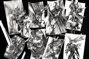 White Knight Cecil fighting Dark Knight Cecil in the mirror from Final Fantasy 4 tattoo idea