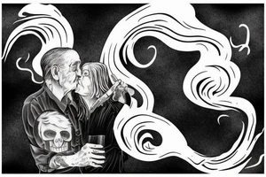Older couple smoking a joint in a swirl of smoke leading to a quote tattoo idea