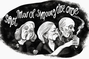 Older couple smoking a joint in a swirl of smoke leading to a quote tattoo idea