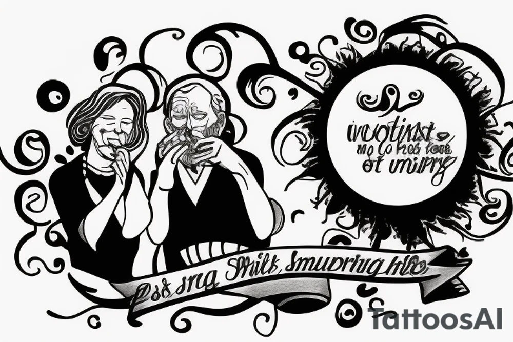Older couple smoking a joint in a swirl of smoke leading to a quote tattoo idea