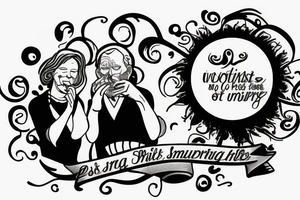 Older couple smoking a joint in a swirl of smoke leading to a quote tattoo idea
