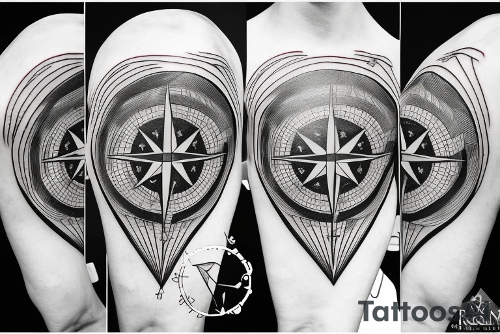 Compass, americas map, raven tattoo idea