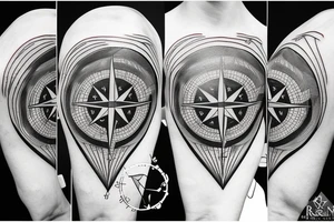 Compass, americas map, raven tattoo idea