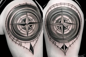 Compass, americas map, raven tattoo idea