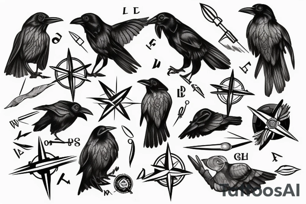 Raven with a compass tattoo idea