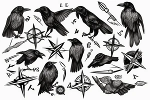 Raven with a compass tattoo idea
