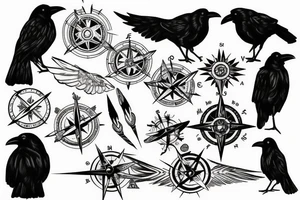 Raven with a compass tattoo idea