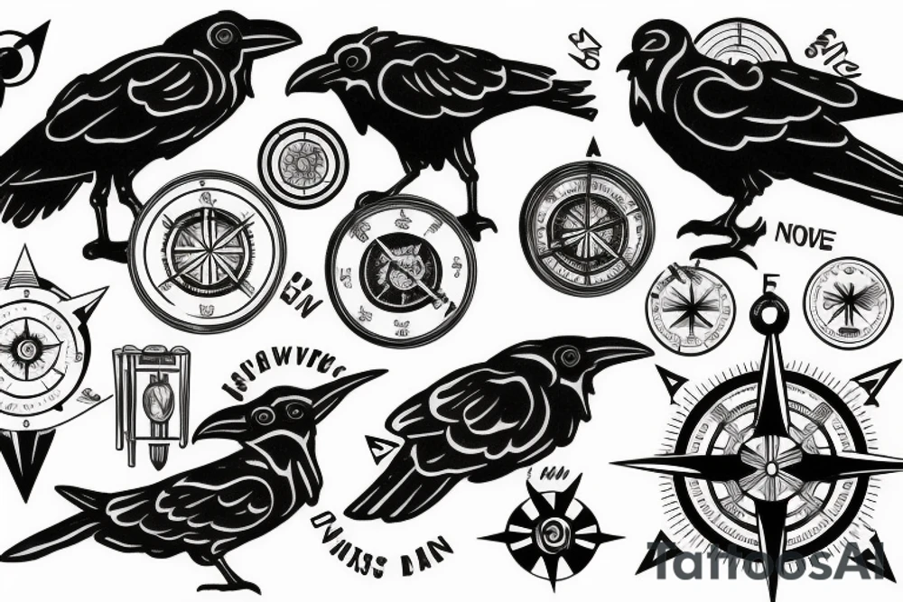 Raven with a compass tattoo idea