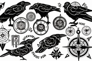Raven with a compass tattoo idea