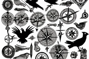 Raven with a compass tattoo idea