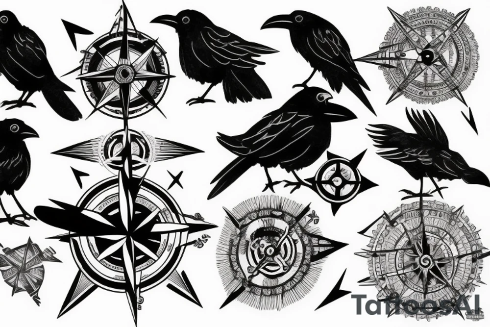 Raven with a compass tattoo idea
