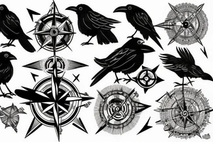 Raven with a compass tattoo idea
