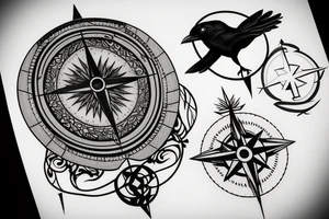 Raven with a compass tattoo idea