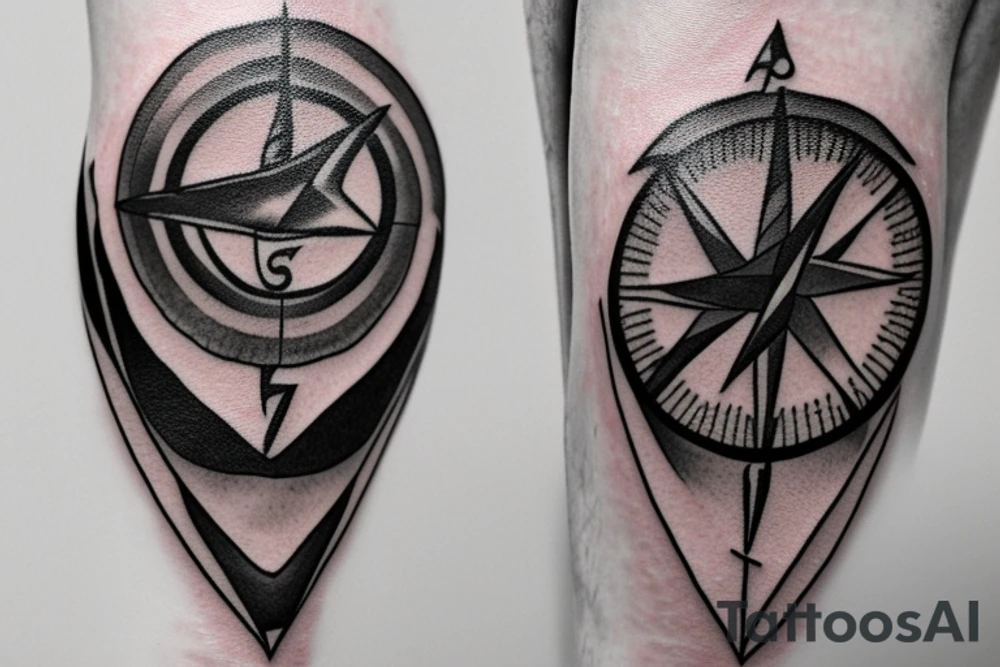 Raven with a compass in ankle tattoo idea