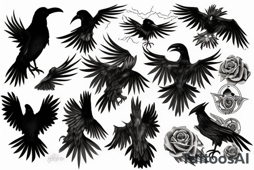Scary raven tattoo idea