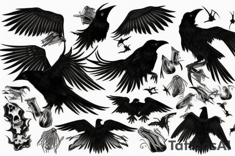 Scary raven tattoo idea