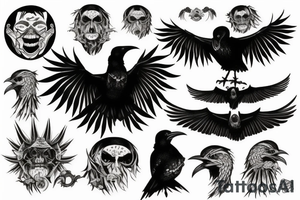 Scary raven tattoo idea
