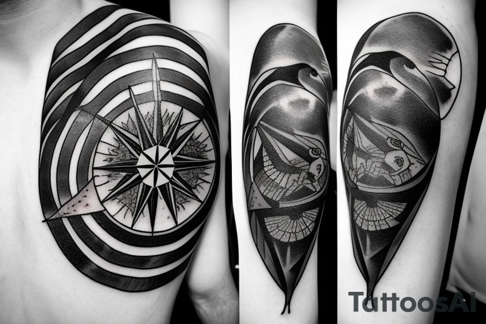 Compass map americas raven tattoo idea