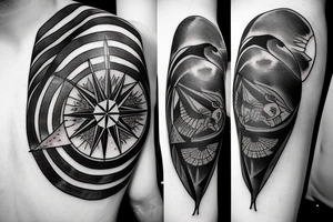 Compass map americas raven tattoo idea