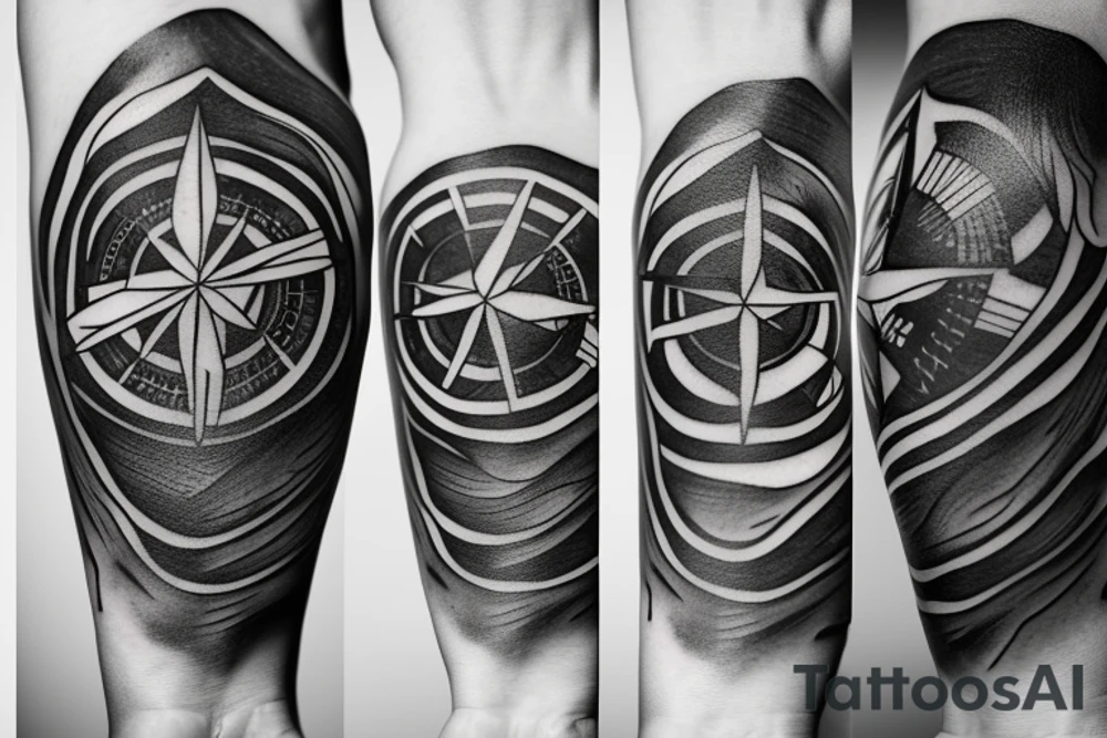 Compass map raven tattoo idea