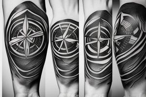 Compass map raven tattoo idea