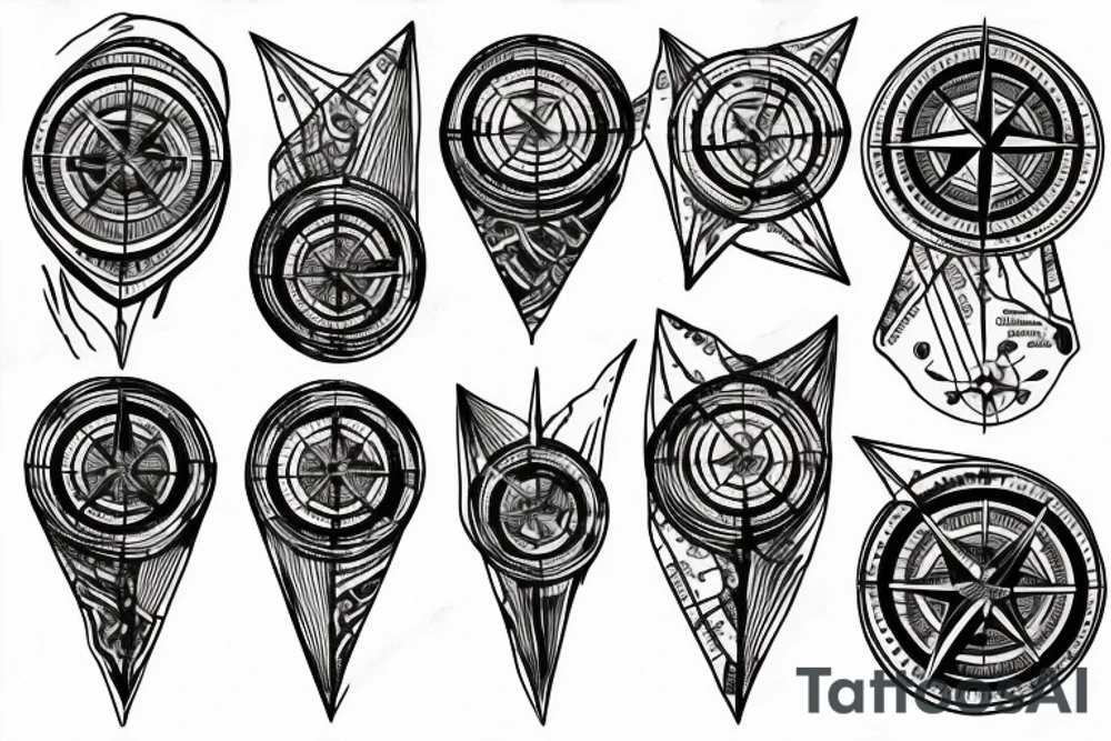 Compass map raven tattoo idea