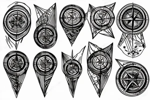 Compass map raven tattoo idea