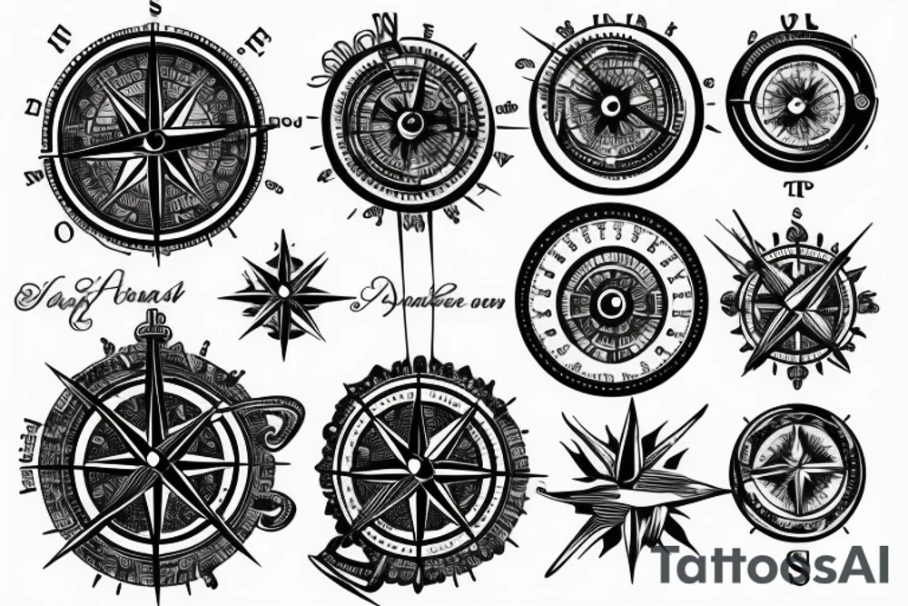 Vintage Compass tattoo idea