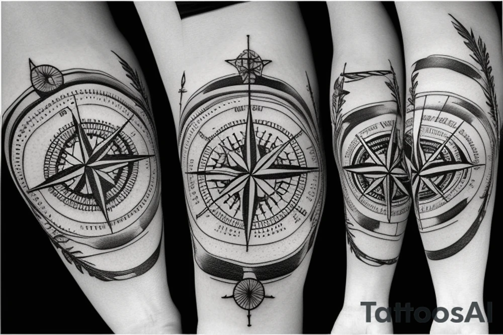 Vintage Compass tattoo idea