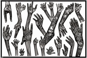 hands touching the human spine tattoo idea