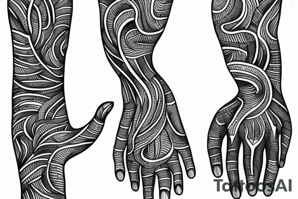 hands touching the human spine tattoo idea