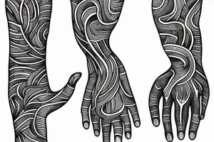 hands touching the human spine tattoo idea